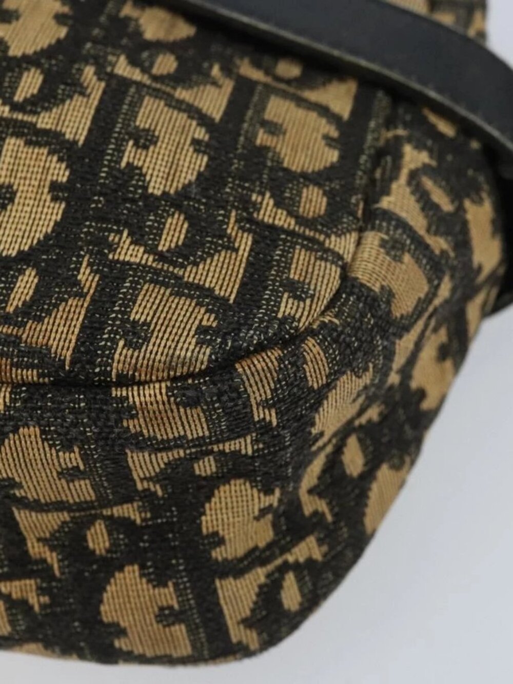 Christian Dior Trotter Canvas Shoulder Bag Navy Gold Auth 173214 - Picture 4 of 11